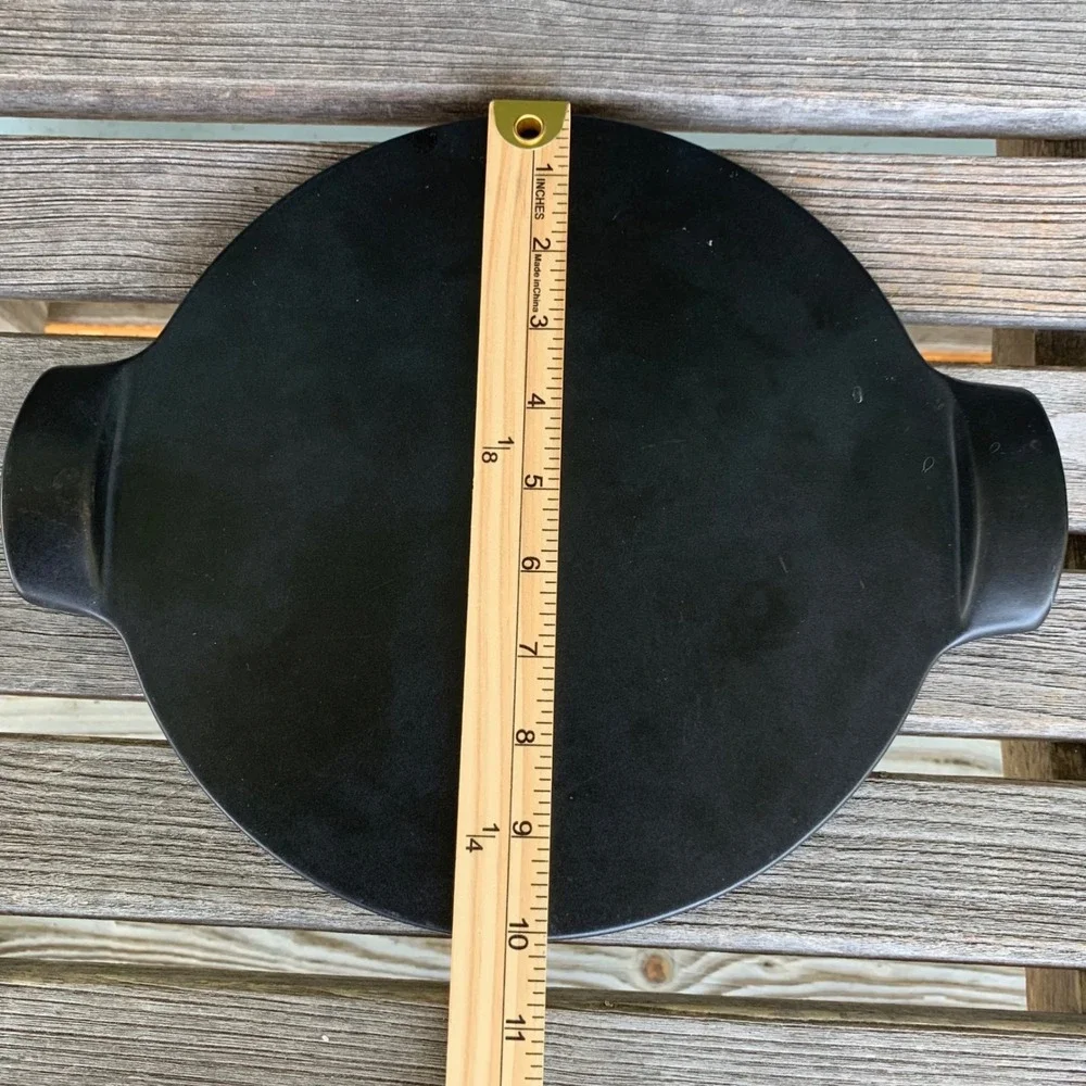 Emile Henry Flame 10in Individual Pizza Stones Black Ceramic Set of 2 75.10